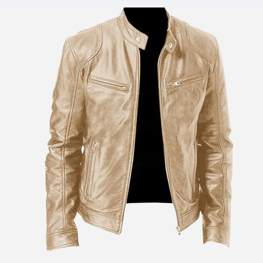 Men Classic Biker Faux Leather Jacket Gomaki
