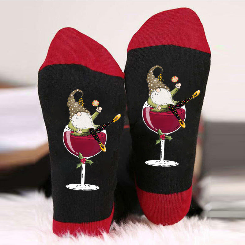 Christmas Wine Gnome Socks Gomaki