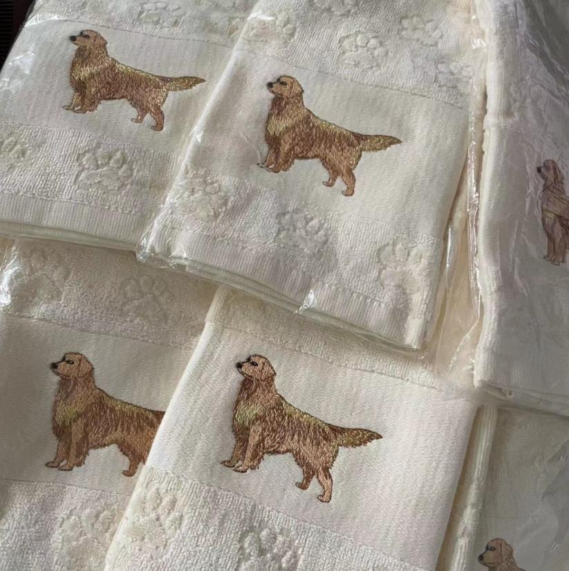 Embroidered Dog Hand Towels Gomaki Shop