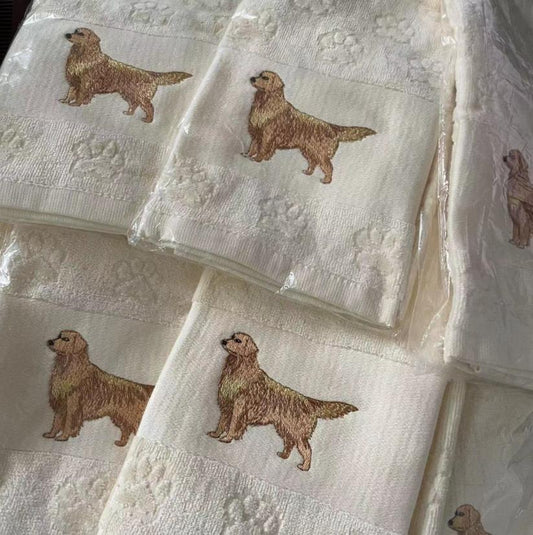 Embroidered Dog Hand Towels Gomaki Shop