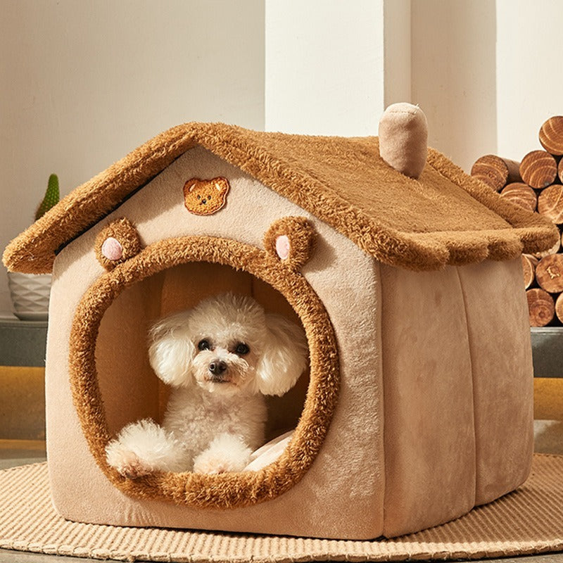 Plush Bear House Pet Bed Gomaki Shop