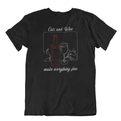 Cats and Wine Make Everything Fine T Shirt Gomaki