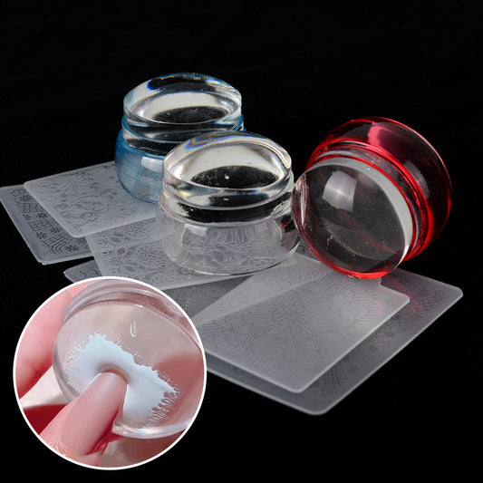 Transparent Silicone Nail Stamper with Scraper Set Gomaki