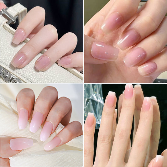 Natural Pink Gradient Press On Nails Gomaki