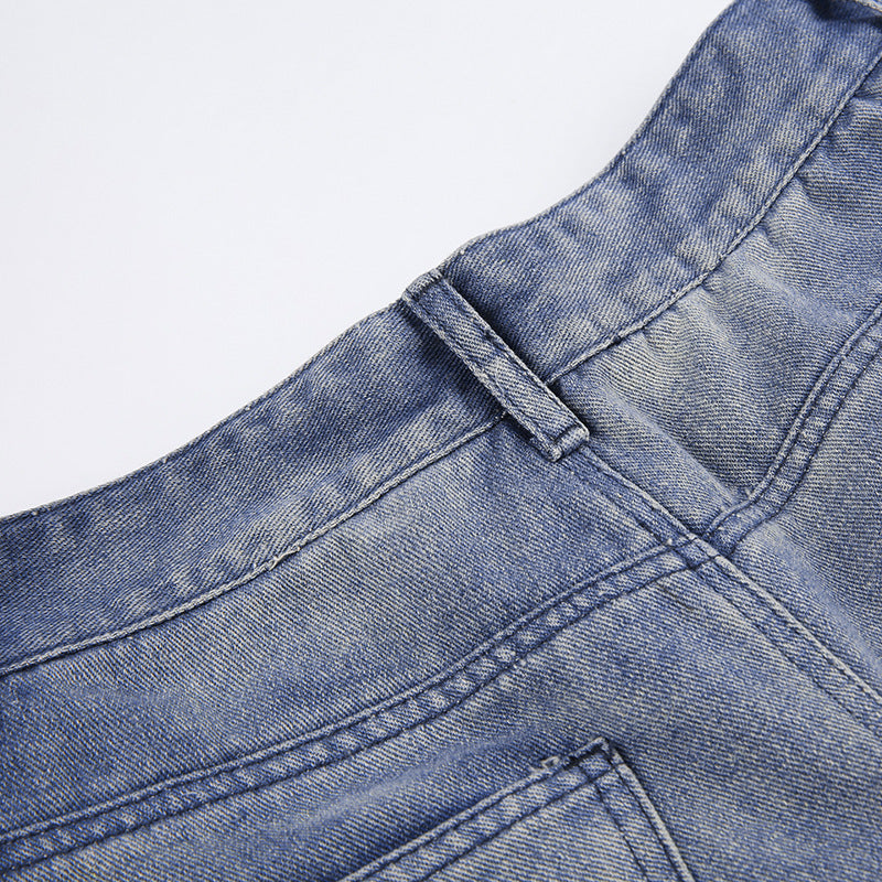 High Waist Vintage Denim Maxi Skirt Gomaki