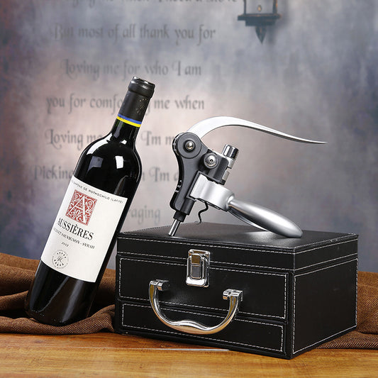 Luxury Wooden Leather Wine Accessory Gift Set