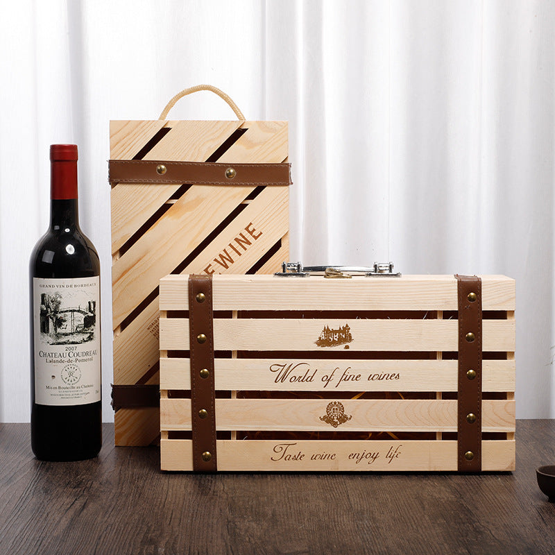 Scatola regalo rustica in legno per vino Gomaki
