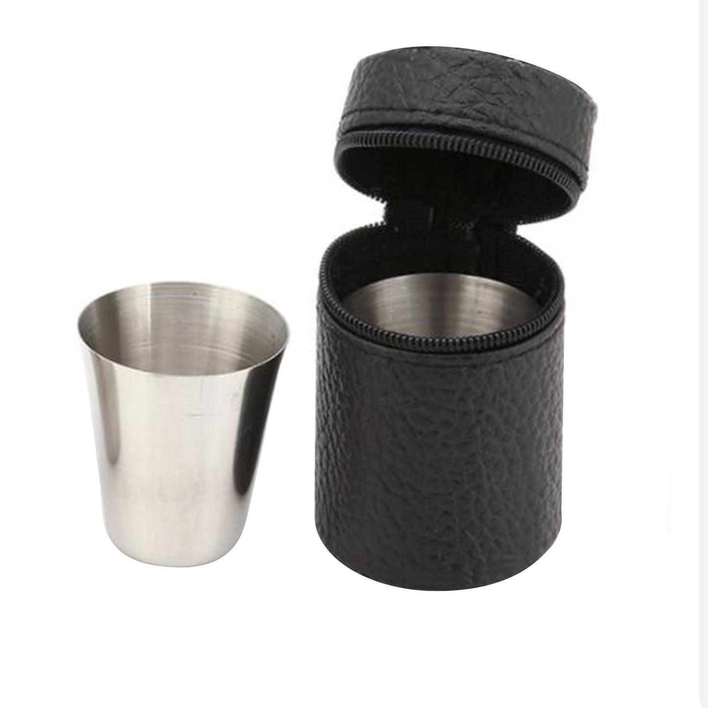 Set di bicchierini da shot in acciaio inossidabile con custodia da viaggio in pelle Gomaki