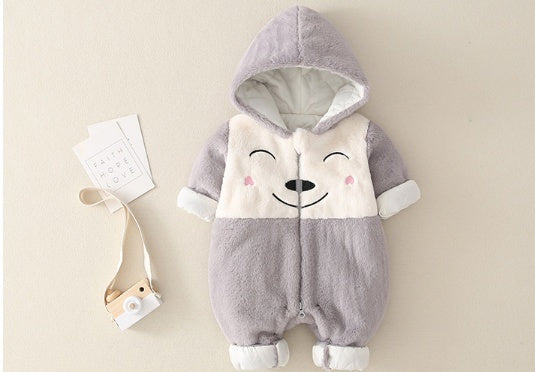 Tutina con cappuccio in peluche per neonati Gomaki 