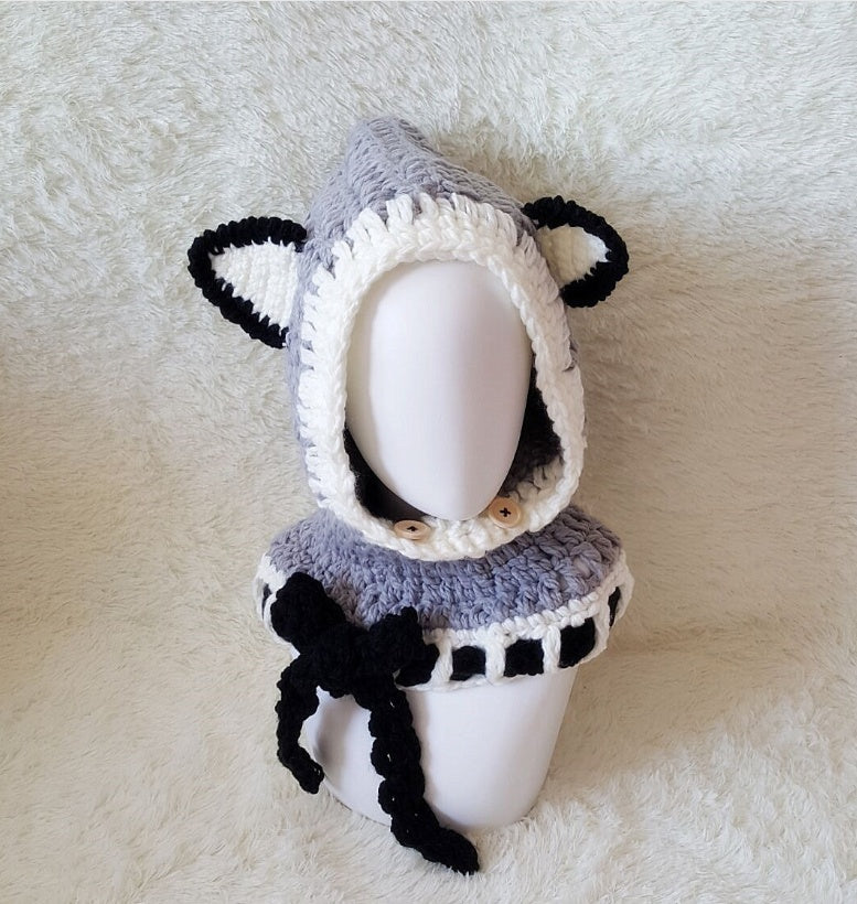 Knitted Fox Hood for Kids Gomaki