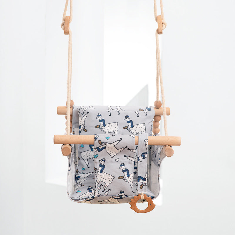 Montessori Inspired Wooden Baby Swing Seat with Cushion Gomaki
