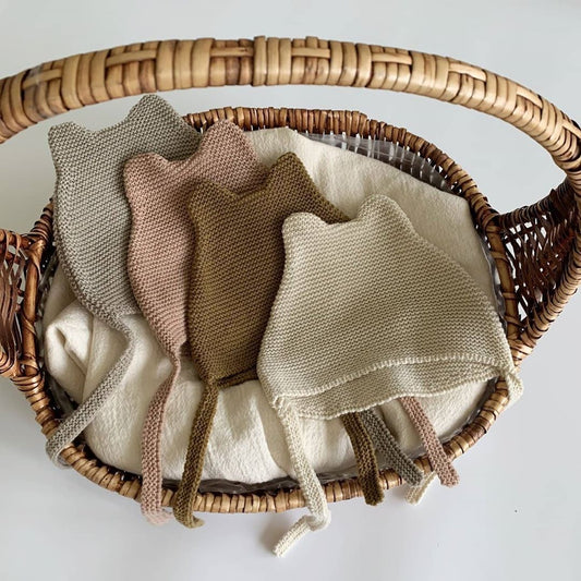 Baby Knit Bonnet with Bear Ears Gomaki
