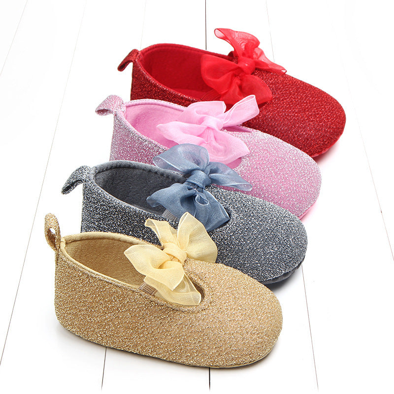 Glitter Baby Girl Shoes with Bow Gomaki