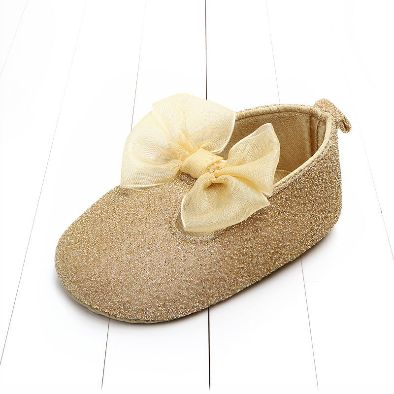 Glitter Baby Girl Shoes with Bow Gomaki
