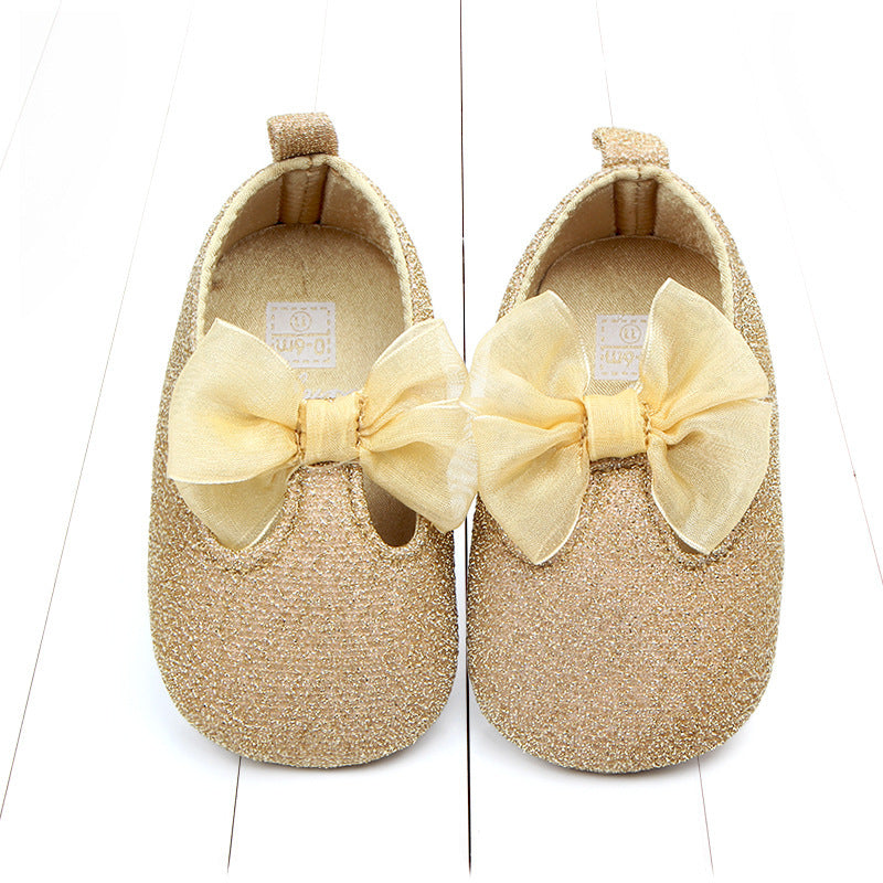 Glitter Baby Girl Shoes with Bow Gomaki