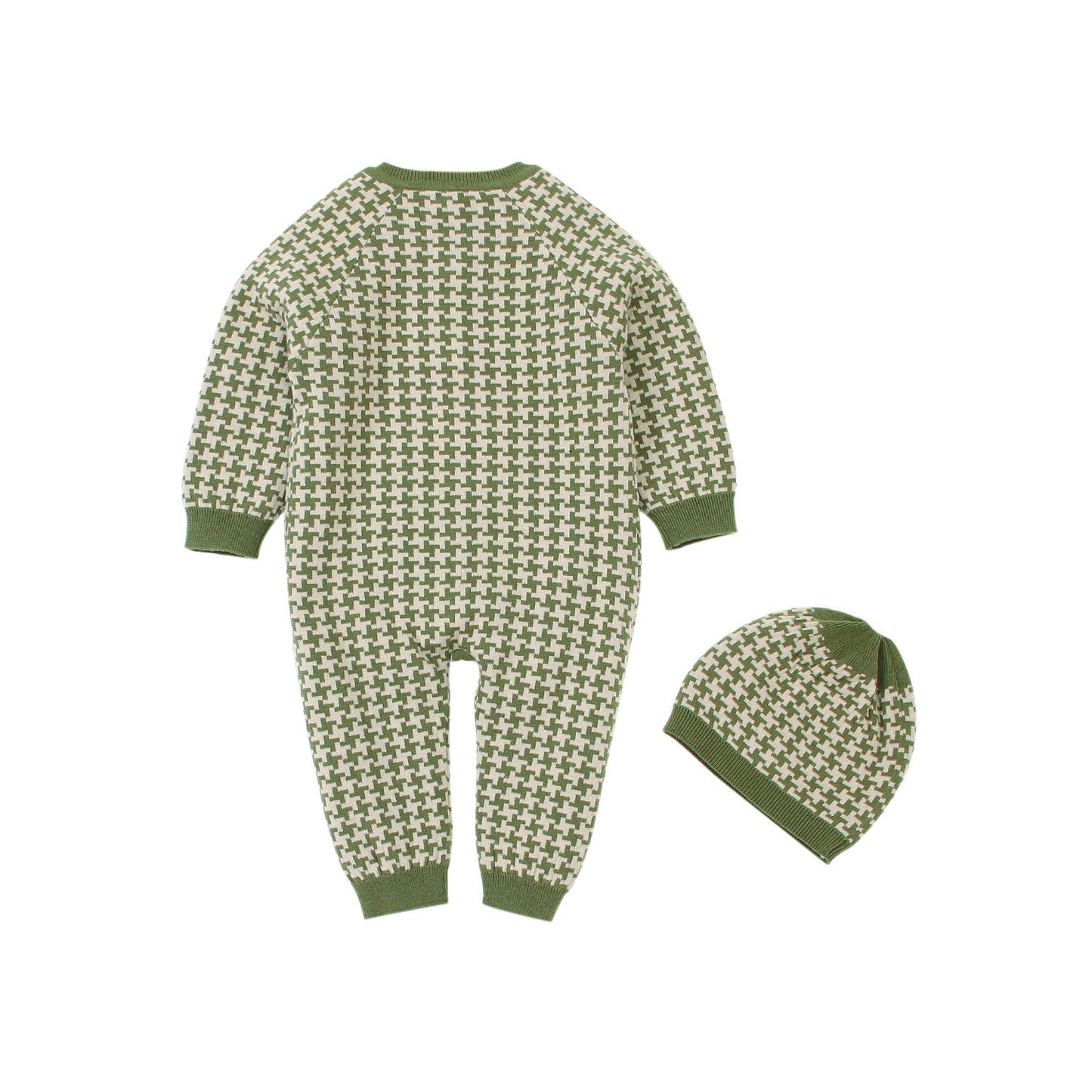Tutina per neonato in maglia pied de poule con cappello Gomaki