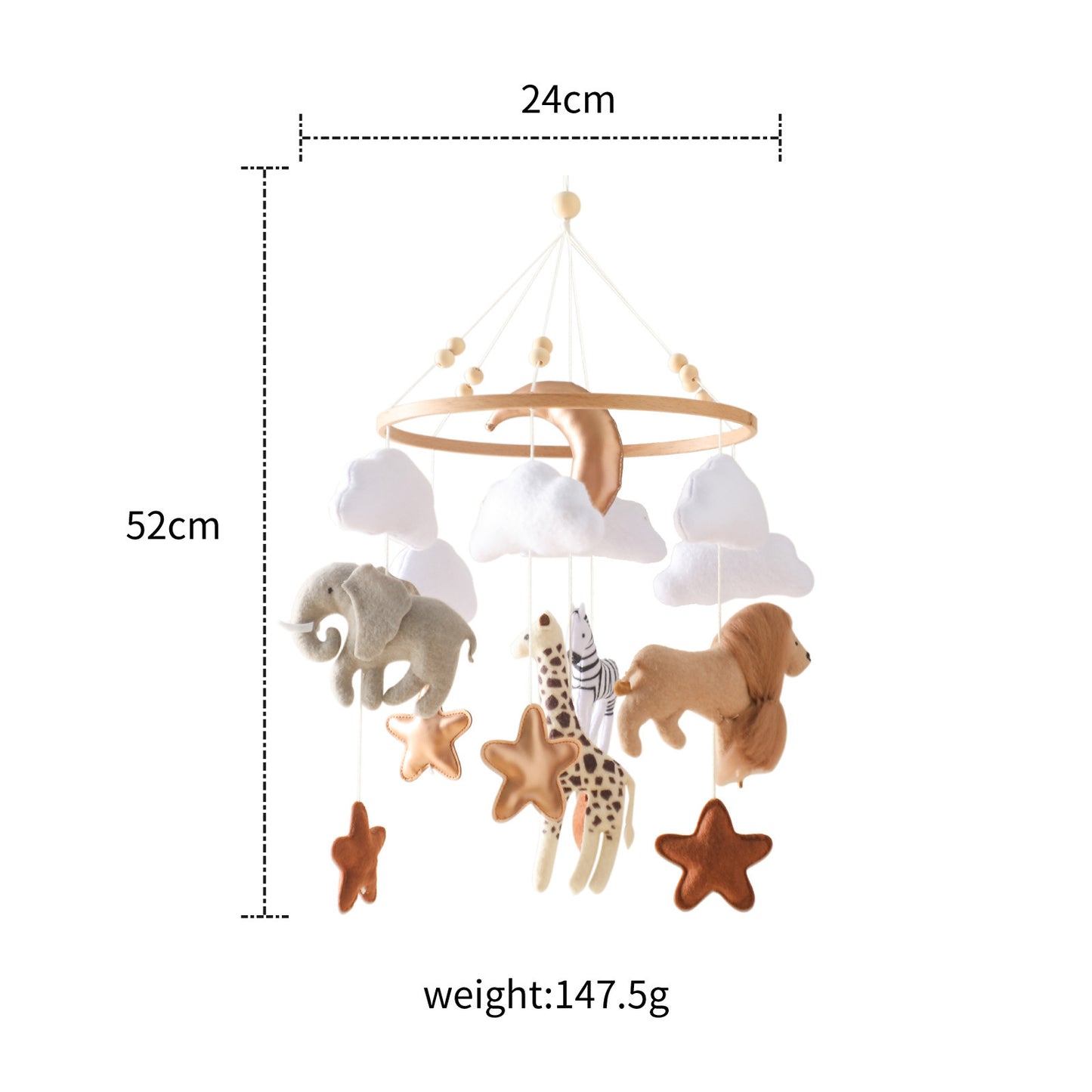 Montessori Inspired Safari Animal Baby Crib Mobile Gomaki