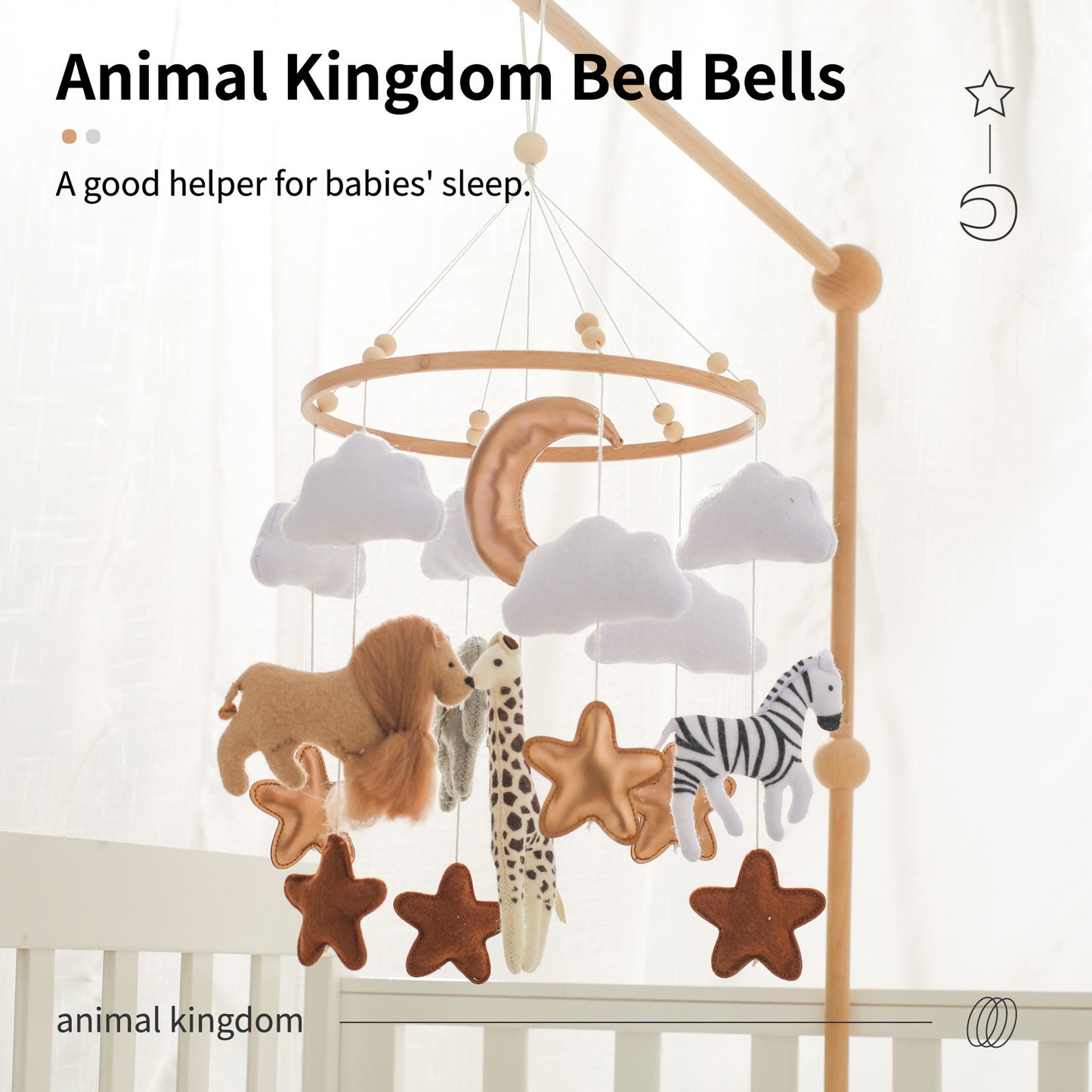 Montessori Inspired Safari Animal Baby Crib Mobile Gomaki