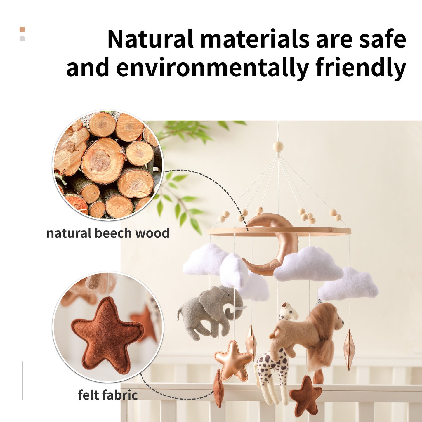 Montessori Inspired Safari Animal Baby Crib Mobile Gomaki