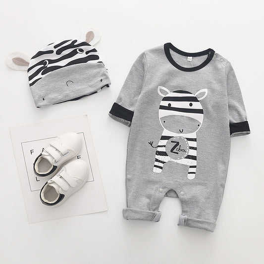 Baby Zebra Romper with Matching Hat Gomaki