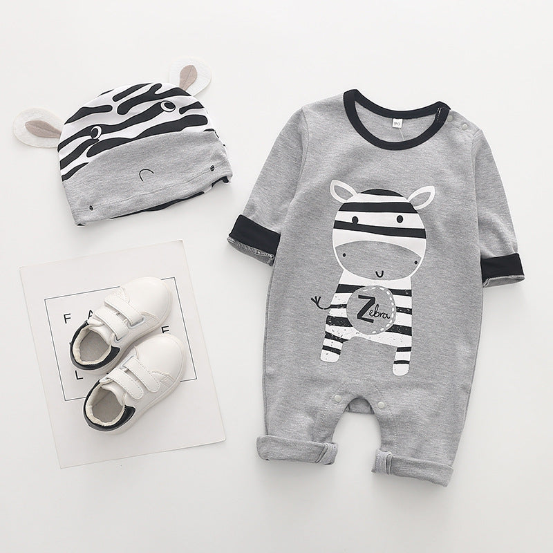 Baby Zebra Romper with Matching Hat Gomaki
