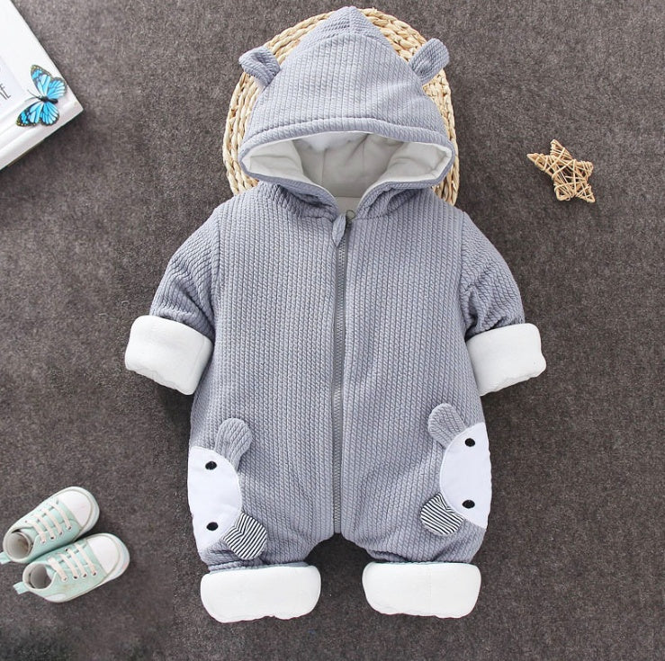 Baby Winter Hooded Romper with Bear Ears Gomaki