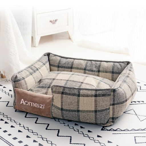 Washable Soft Plaid Sofa for Cats and Dogs with Backrest Gomaki Shop