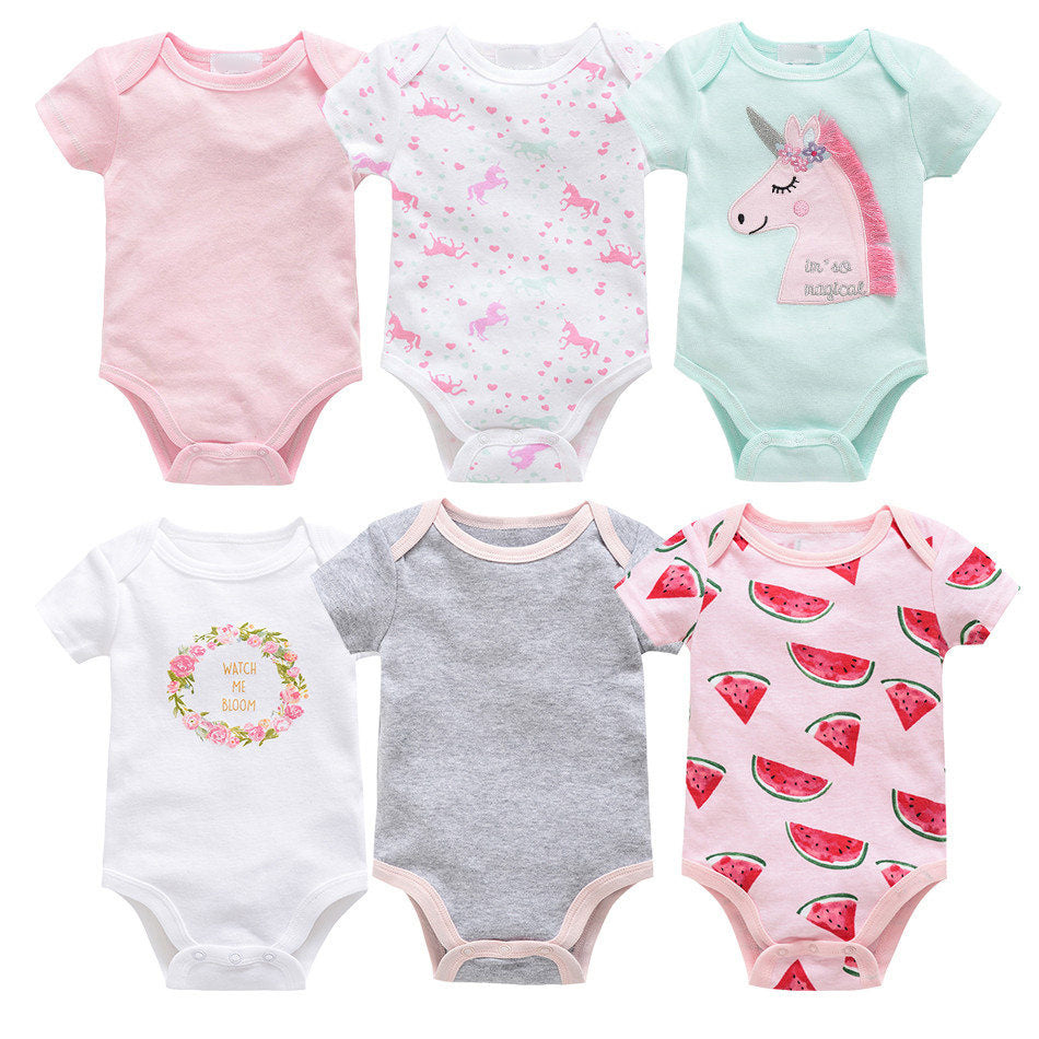 Baby Short Sleeve Cotton Bodysuits 6-Pack Infant Onesies Gomaki