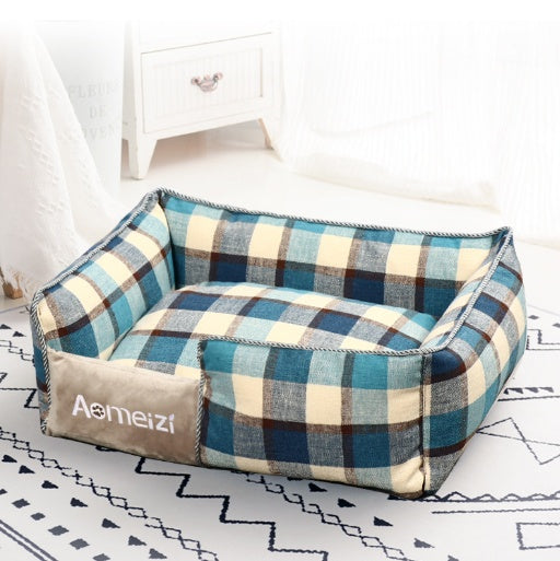 Washable Soft Plaid Sofa for Cats and Dogs with Backrest Gomaki Shop