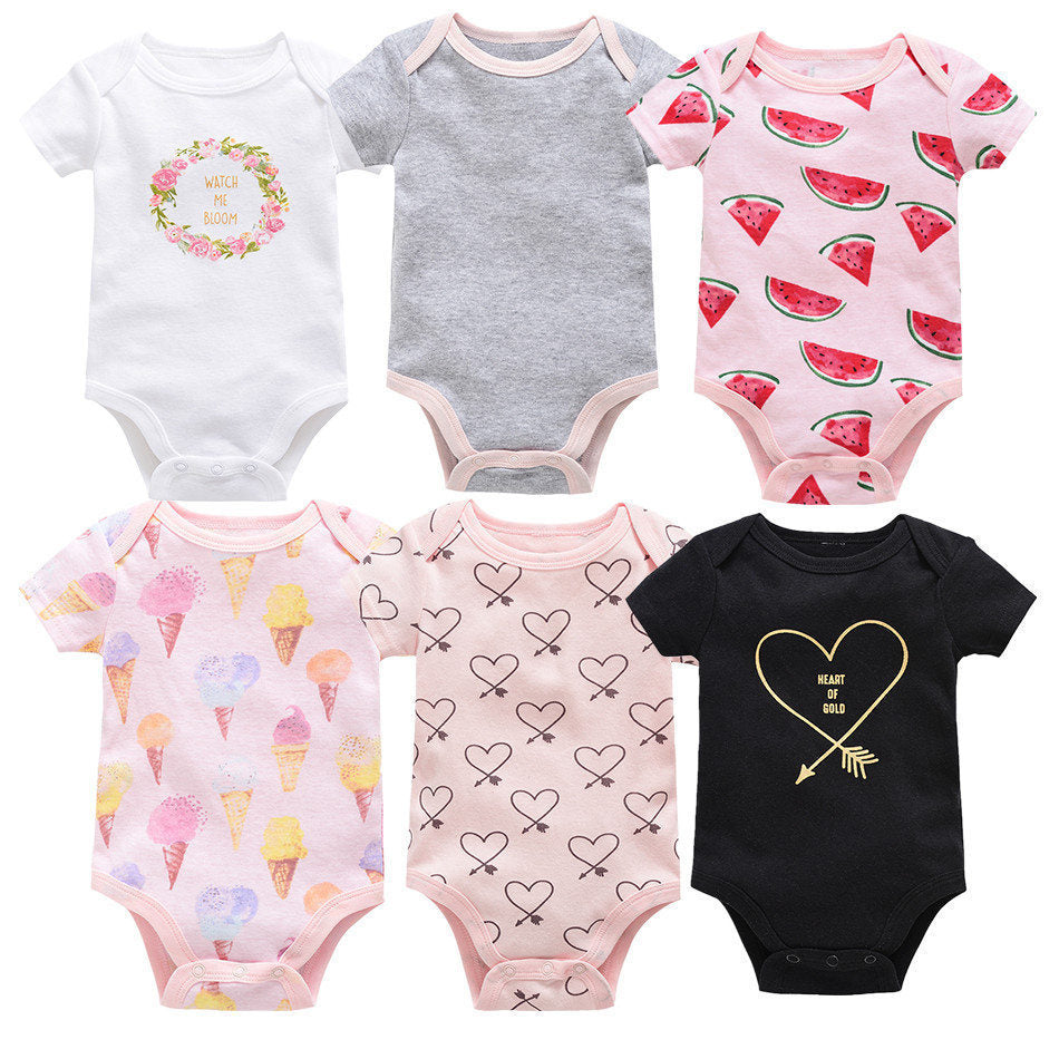 Baby Short Sleeve Cotton Bodysuits 6-Pack Infant Onesies Gomaki