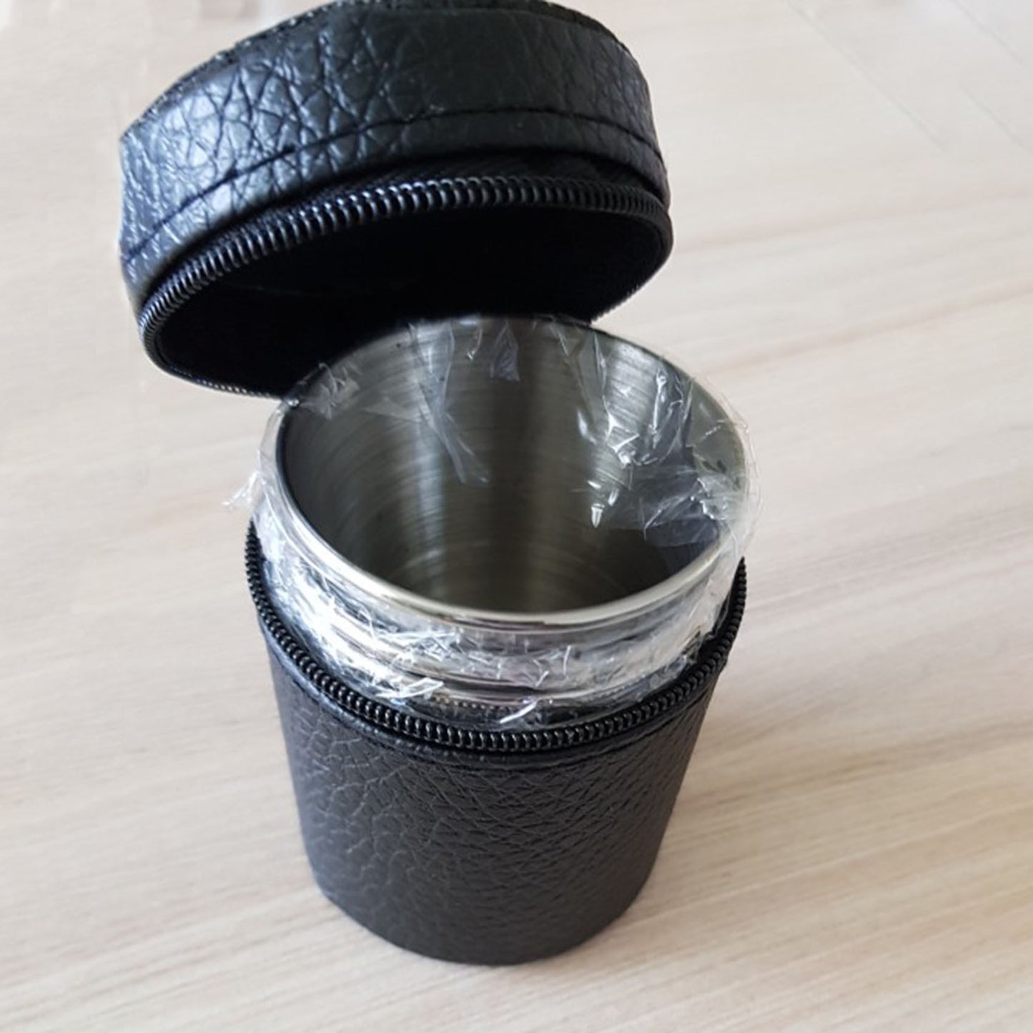 Set di bicchierini da shot in acciaio inossidabile con custodia da viaggio in pelle Gomaki