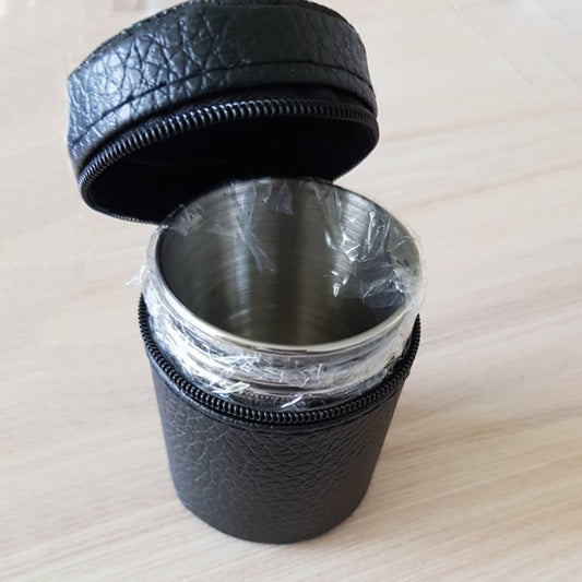 Stainless Steel Shot Glass Set with Leather Travel Case Gomaki