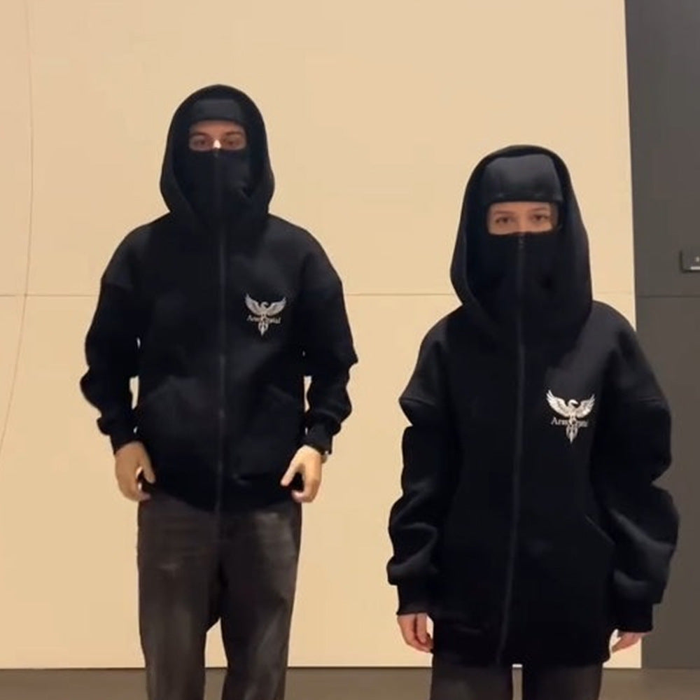 Unisex Zip Up Hoodie with Integrated Face Mask Gomaki