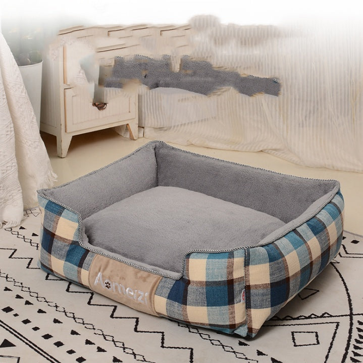 Washable Soft Plaid Sofa for Cats and Dogs with Backrest Gomaki Shop