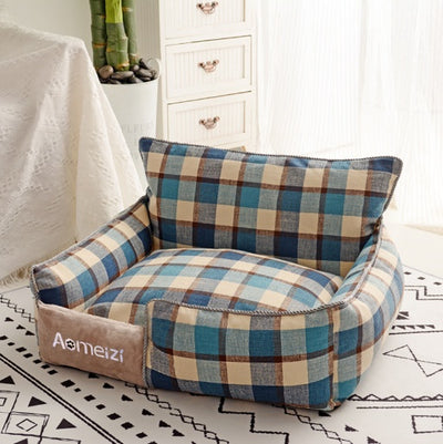 Washable Soft Plaid Sofa for Cats and Dogs with Backrest Gomaki Shop