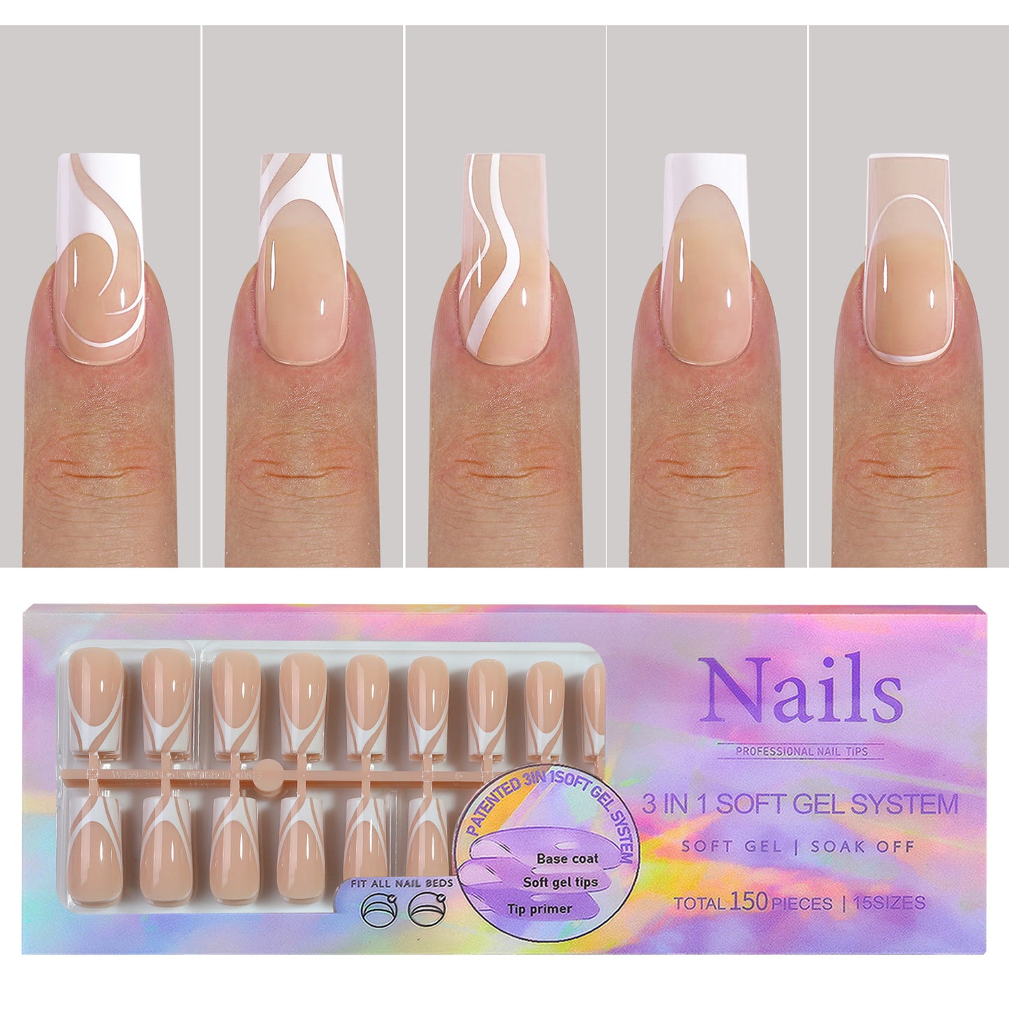 Manicure Wear Nail French Seamless Wear Nail Detachable Gomaki