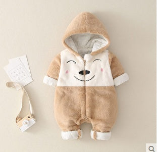 Tutina con cappuccio in peluche per neonati Gomaki 