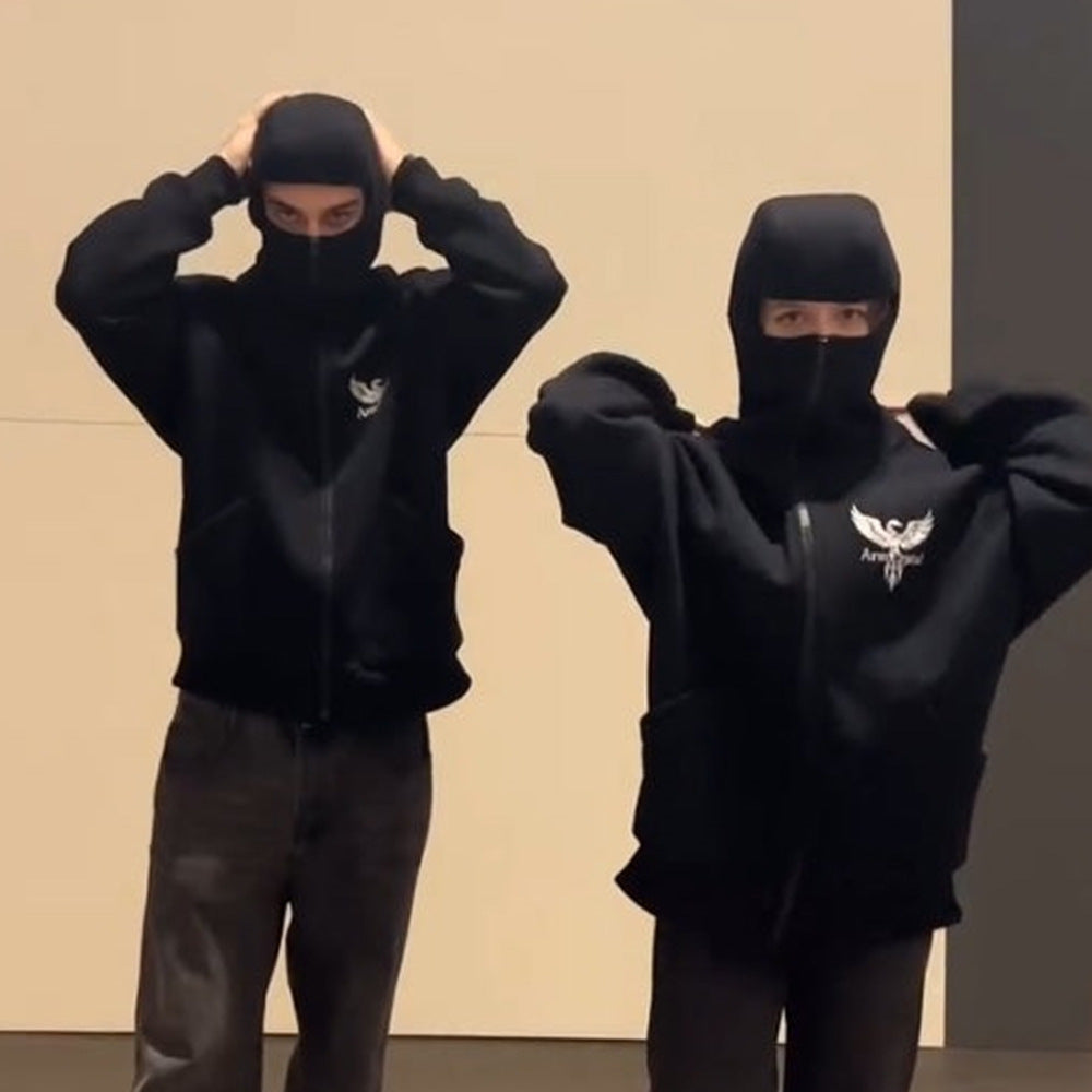 Unisex Zip Up Hoodie with Integrated Face Mask Gomaki