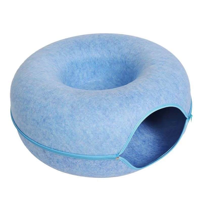 Donut Cat Tunnel Bed Pets House Natural Felt Gomaki
