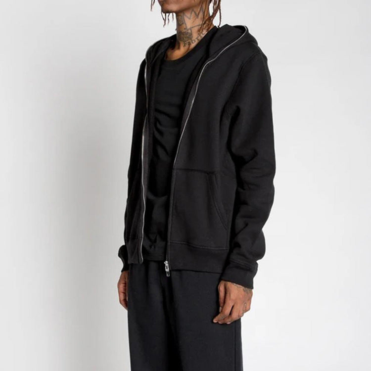 Full Zip Black Face Covering Hoodie Gomaki