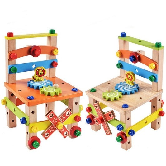 Montessori Inspired Wooden Construction Chair Toy Set Gomaki