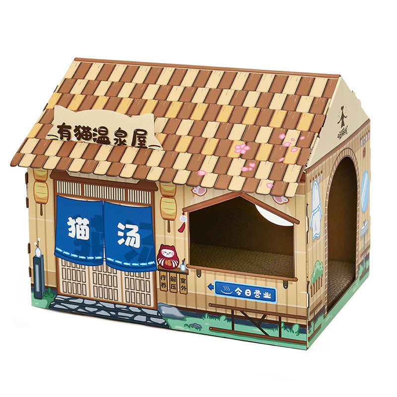 Cute Corrugated Cardboard Cat House Playful Scratch Resistant Gomaki