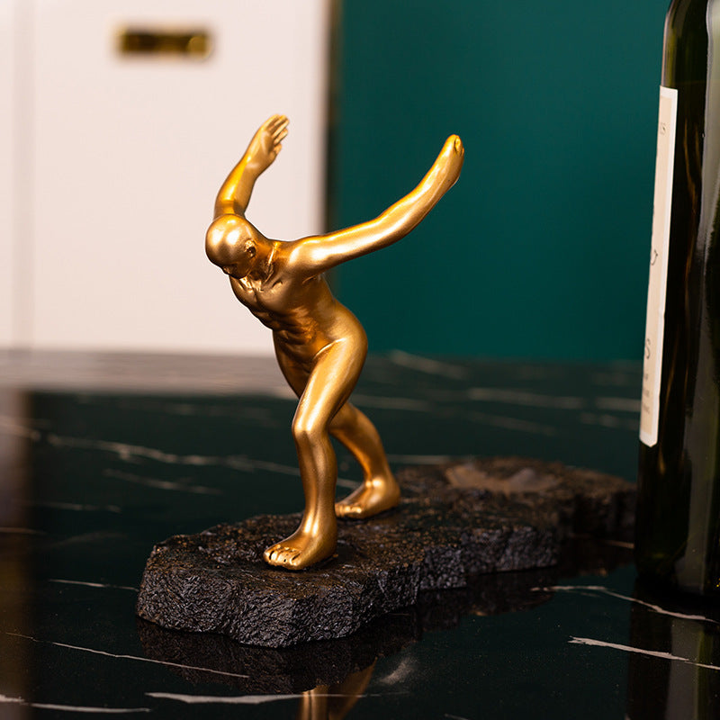 Atlas Inspired Gold Resin Wine Bottle Holder Gomaki