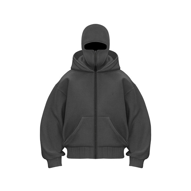 Unisex Full Zip Face Cover Oversized Hoodie Gomaki