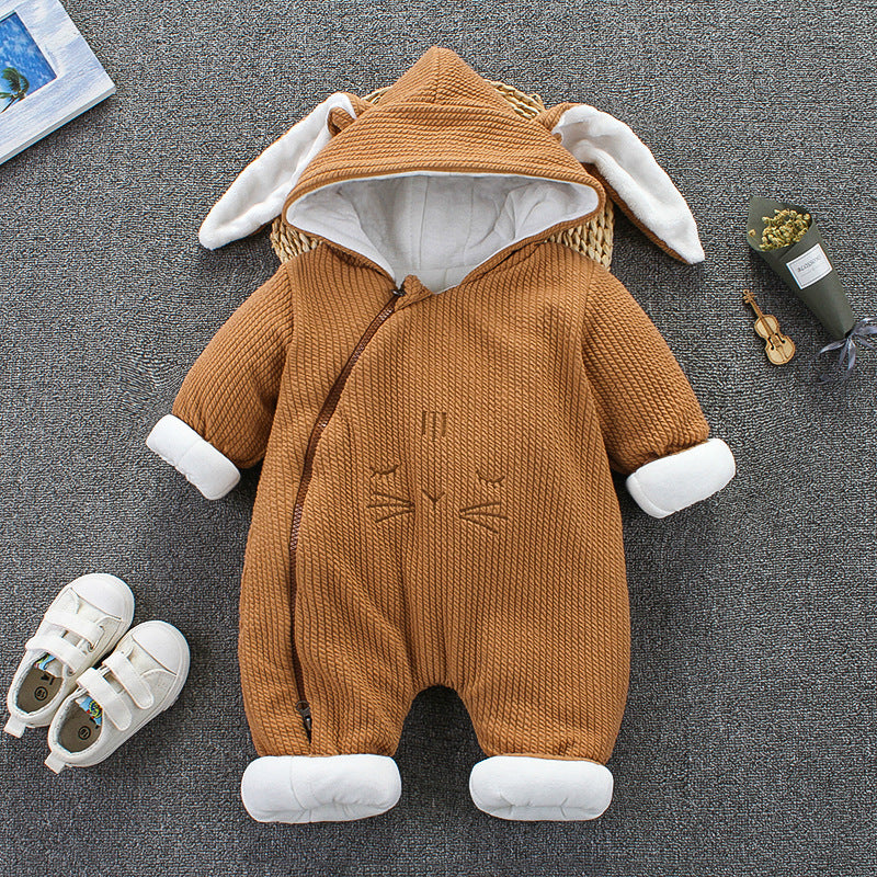Baby Winter Hooded Romper with Bear Ears Gomaki