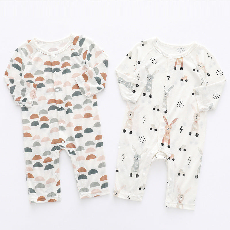 Light And Soft Bamboo Fiber Baby Jumpsuit Floral Animal Cute Print Gomaki