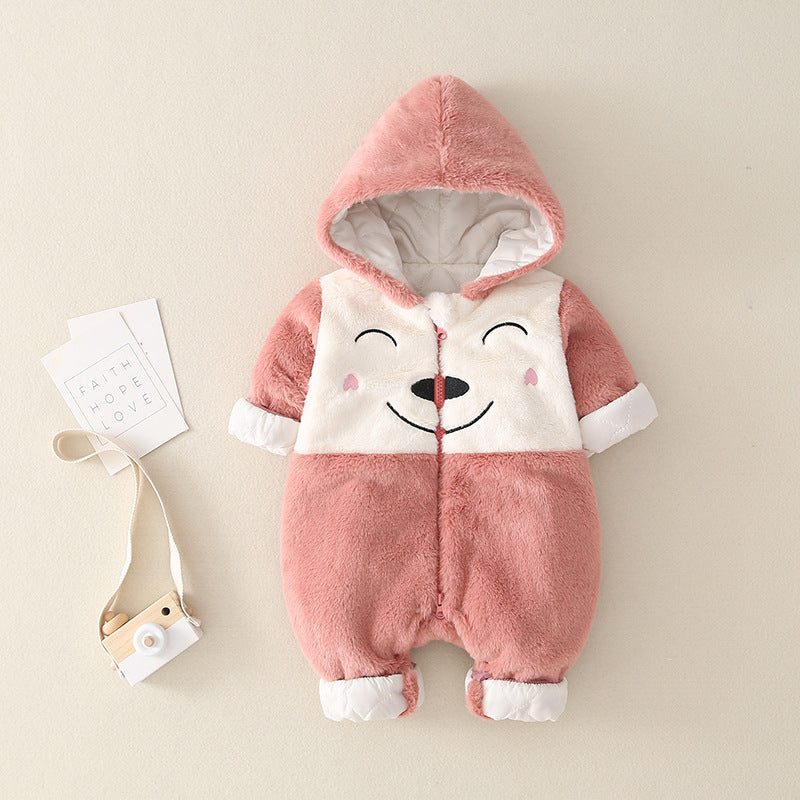 Tutina con cappuccio in peluche per neonati Gomaki 