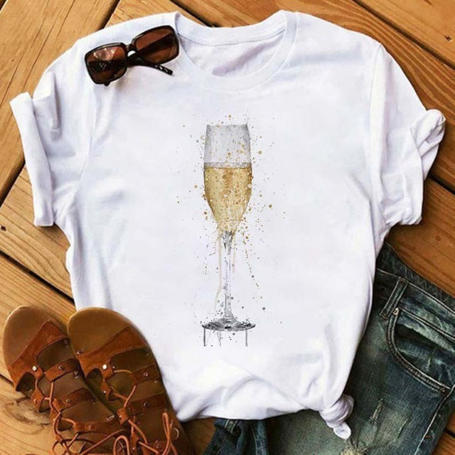 Heartbeat Wine Glass T Shirt Gomaki