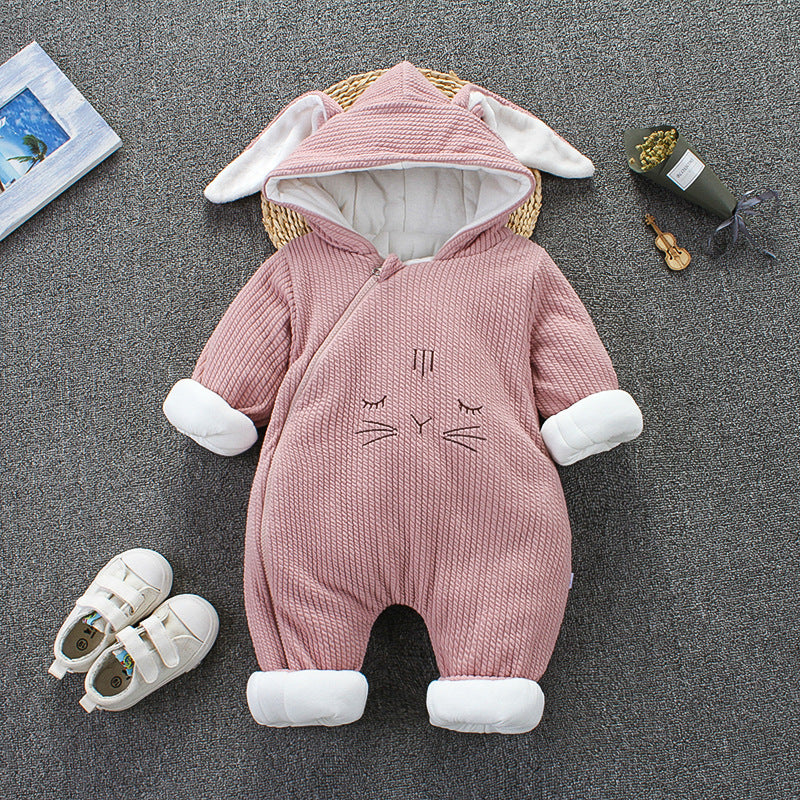 Baby Winter Hooded Romper with Bear Ears Gomaki