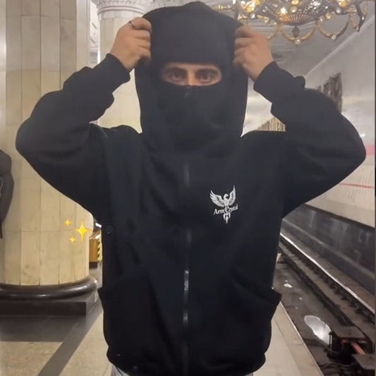 Unisex Zip Up Hoodie with Integrated Face Mask Gomaki